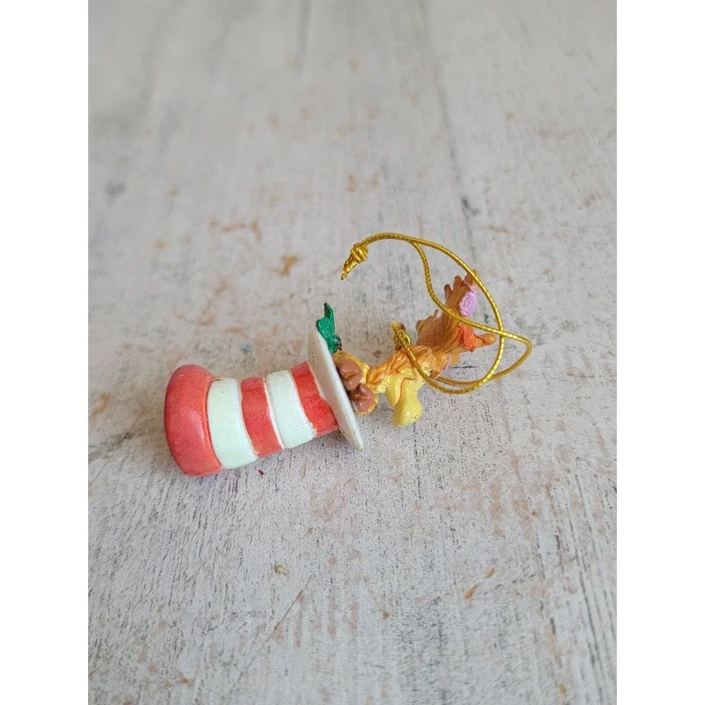 Vintage dr Seuss moose in hat mini ornament Xmas Mistletoe unique home